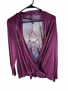 Maurices Wine Draped V-Neck Open Front Top